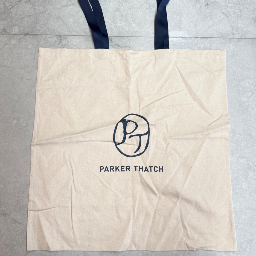 Parker Thatch Large Canvas Logo Tote Bag Natural Navy Reusable Shopper Travel - Picture 2 of 6